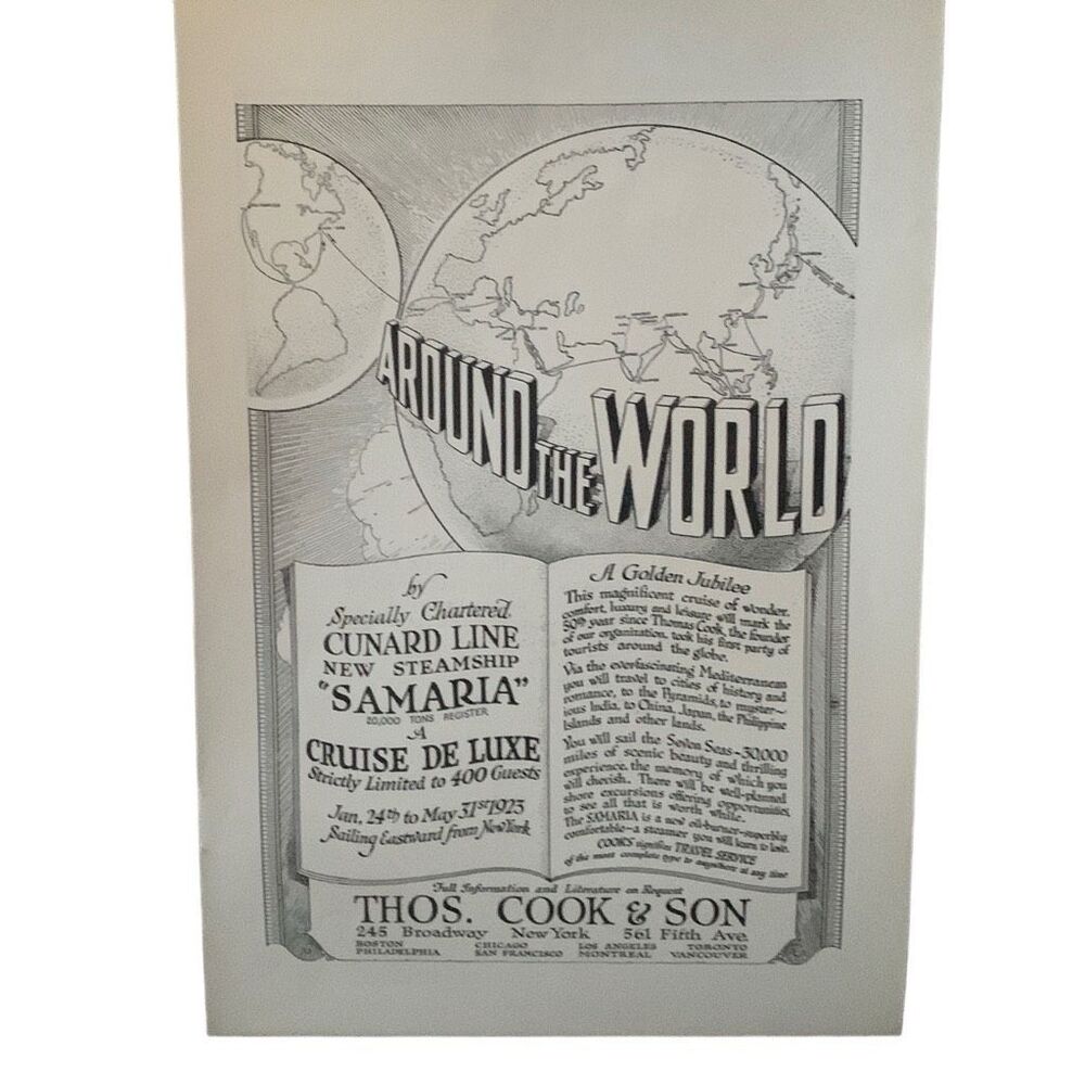Vintage 1922 Thomas Cook Around The World Ad Advertisement